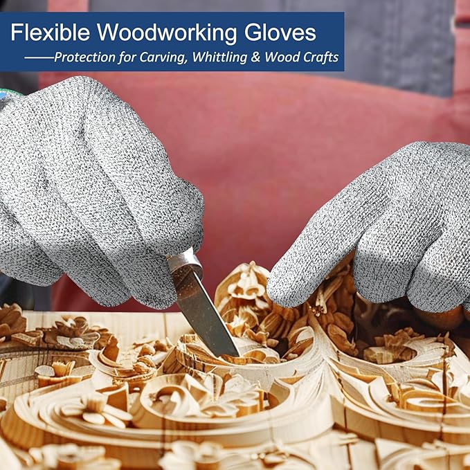 Dowellife Cut Resistant Gloves A9 Maximum Protection - Food Grade Kitchen & Chef Gloves for Food Prep, Knife Cutting, Mandoline Slicing, Butcher, Oyster Shucking, Fish Handling (Medium)