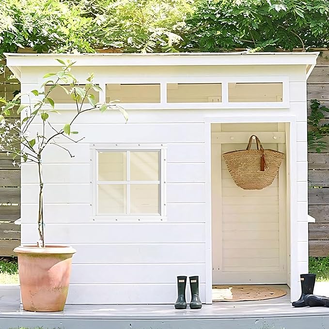Shed Windows 2 Pack, Chicken Coop Windows 18" x 18" Fixed Transom Window with Tempered Glass, Square Gable Flush Mounted Small Window for Shed, Playhouse, Household, Garage (White)