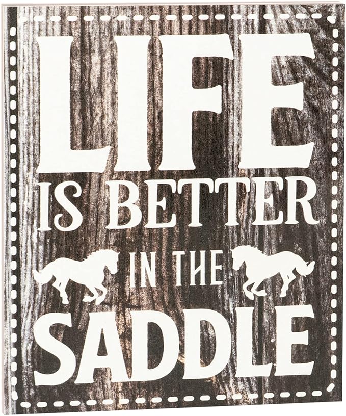 JennyGems Life Is Better in the Saddle Wooden Sign, Horse Gifts for Horse Lovers, Farmhouse Decor Wall Hanging, Made in USA