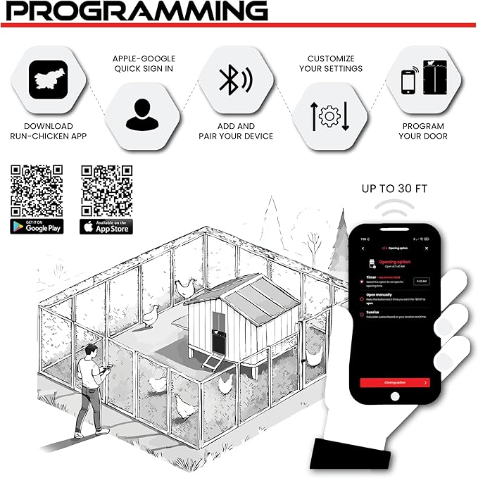 RUN-CHICKEN Door Eternal – Solar Automatic Chicken Coop Door with Built-in Solar Power & Battery Backup, Smart App & Timer Control, Weatherproof Aluminum, Predator-Proof, Easy to Install (Gray)