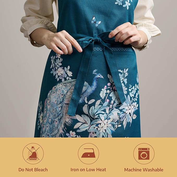 Maison d' Hermine 100% Cotton Apron for women with Pocket Kitchen Chef Apron for Men Cooking Easter Decorations