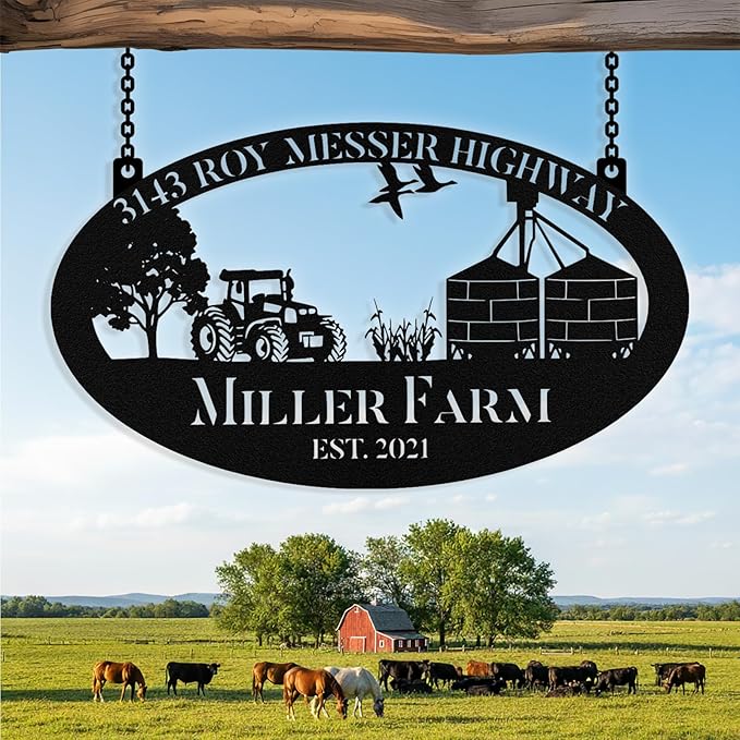 Personalized Metal Farm Signs, Custom Ranch Sign, Customized Farm Metal Signs Outdoor, Custom Large Hanging Family Name Sign for Farms, Ranch, Barn, Farmhouse