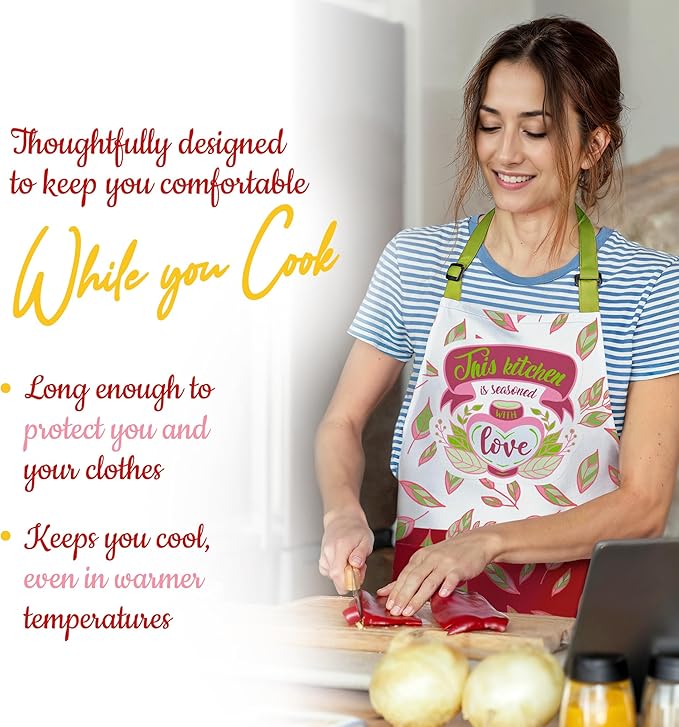 Waterproof Apron for Adults – Adjustable Fit with Deep Pockets, Stylish Cooking & Baking Apron for Women & Men