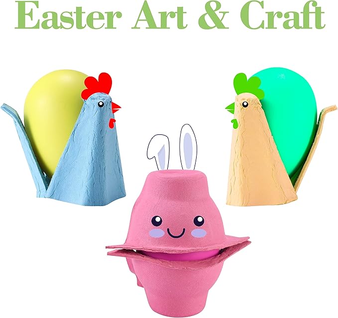 Colored Half Dozen Egg Cartons 20 Pcs Set, Natural Pulp Paper Egg Cartons 6 Count for Chicken Eggs Reusable, Blank Colorful Easter 5 Color Storage Tray for Hold Up to Six 6 Egg Holder Basket Cardboard