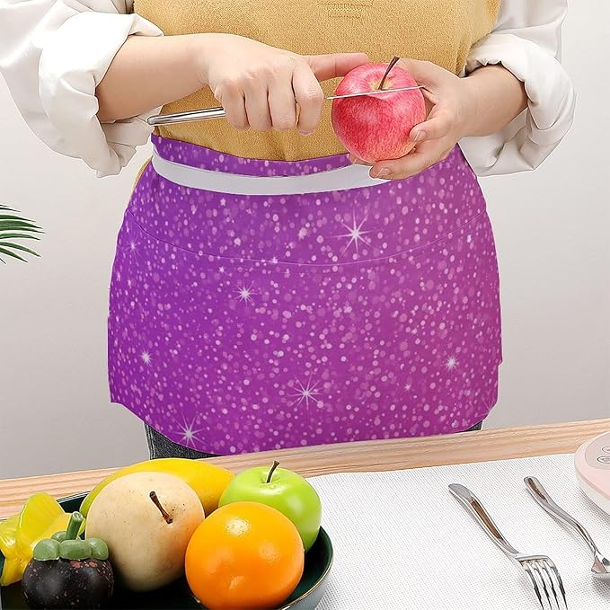 Server Apron with 3 Pockets Waist Waiter Waitress Half Apron Short Aprons