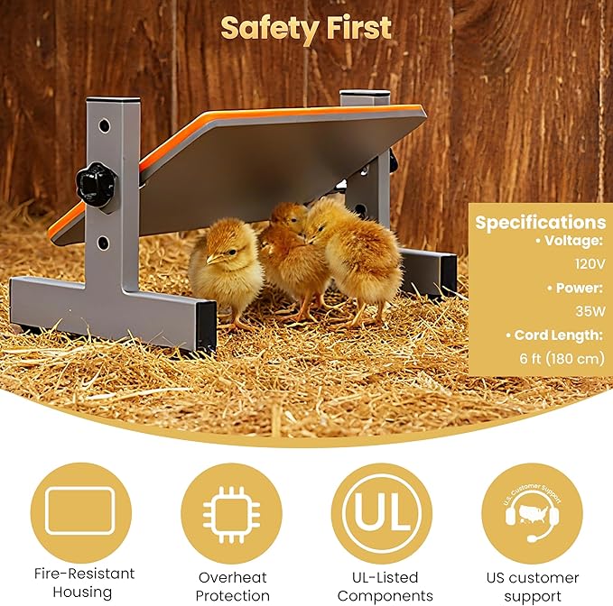 Smart Chick Brooder Heater with Digital Temp & Timer, Adjustable Height & Angle, Radiant Chicken Coop Heater for Winter, Rapid-Heating Plate for Ducklings, Quail, 35W, 13"x8" for 15 Chicks