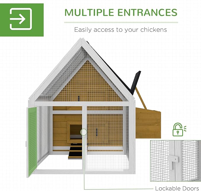 PawHut 65" Chicken Coop Wooden with Detachable Run, Outdoor Chicken House Poultry Cage Hen with Nesting Box, Removable Tray, Roosting Bars, Ramp, for Garden Backyard, Natural