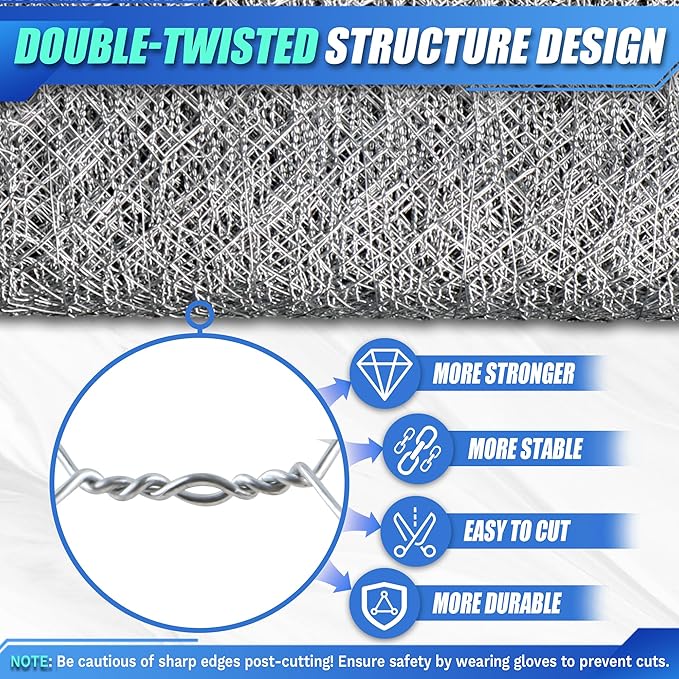 Chicken Wire, 16.9in x 65.6ft Poultry Netting for Garden, 0.6 Inch Hexagonal Galvanized Hardware Garden Fence for Craft Projects, Pet Dog, Rabbit Chicken Fence