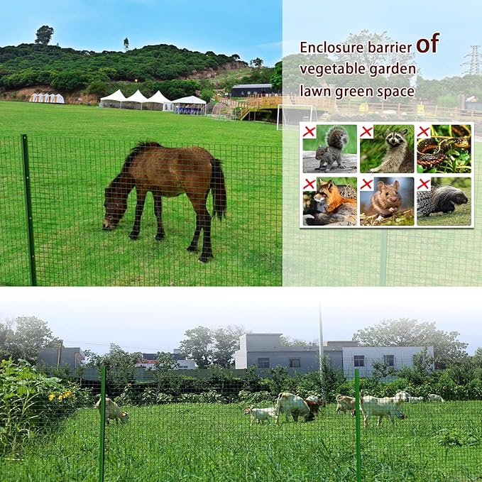 Hardware Cloth 1/2inx 48in x 100ft Chicken Wire, Green Garden Fence, PVC Coated Metal Welded Wire Mesh for Preventing Snakes, Raccoons, Foxes, Poultry Netting