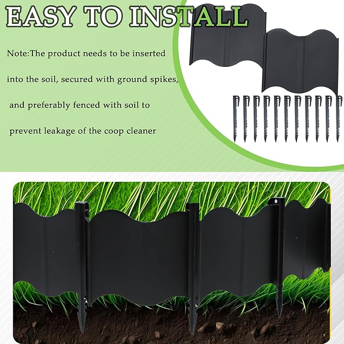 Extra-Large Chicken Dust Bath Tub & Container Kit | 20 Adjustable Fences + 10 Ground Stakes | Heavy-Duty Chicken Coop Accessories for Chicken dust Bath (Black)