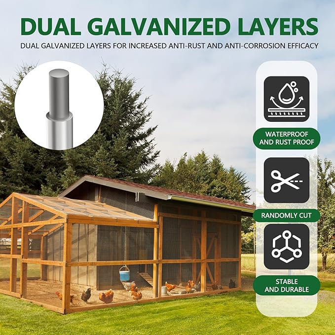 Hardware Cloth 1/2in 48inx100ft Hot Dip Galvanized 19 Gauge Chicken Wire Fencing Roll Poultry Animal Netting Cage Screen Chicken Coop Accessories Garden Plant Supports
