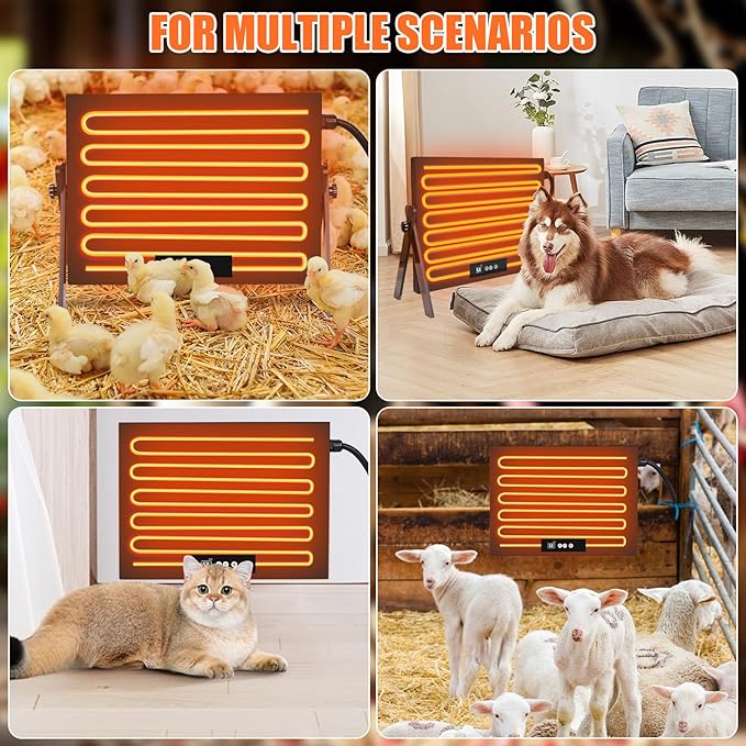 Large Chicken Coop Heater for Winter, Metal Chick Brooder Plate Radiant Heater for Chicken Coop, Safe 150W, Quiet & Thermostat Control Ideal for Chick Chicken Coops Dog Cat & Small Animals
