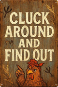 Metal Chicken Coop Signs, Outdoor Funny Yard Decorations, “Cluck Around and Find Out” Sign for Farmhouse Wall Decor, Gifts for Chicken Lovers Women – 8x12 Inch