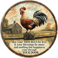 Rooster Kitchen Wall Decor Round Chicken Metal Signs Farm Rooster Crowing Sign Welcome To My Mother Kitchen Home Fence Wall Decor Vintage Chicken Coop Tin Poster 8 Inch