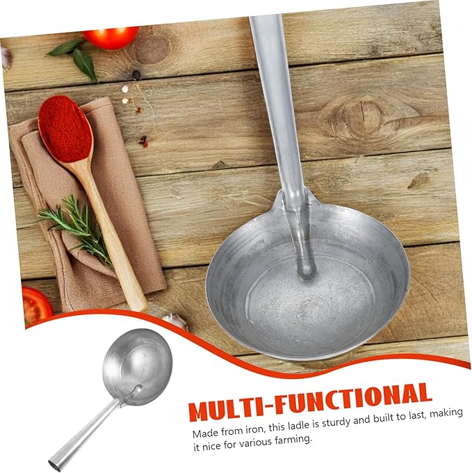 Totority Heavy Duty Iron Watering Spoon Feed Scoop Comfortable Handle Sturdy Ladle for Garden Home Backyard