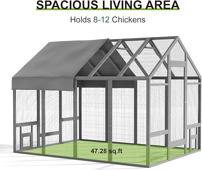 Chicken Coop Chicken Run,Wooden Large Chicken Coop, Chicken Runs for Yard with Cover, Outdoor Duck Coop, Duck Houses for Outside Farm Backyard