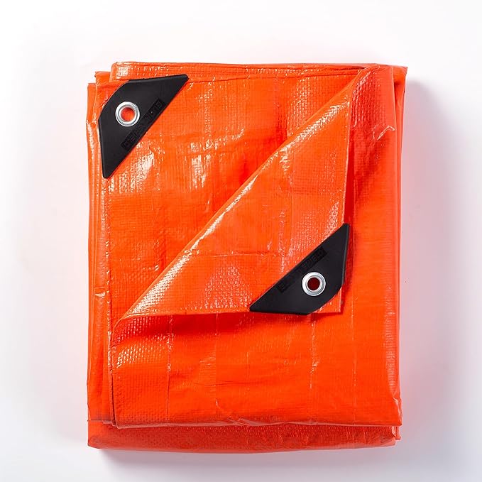GUARD SHIELD Orange Tarp 10x10 Feet Tarps High Visibility Outdoor Poly Cover Lightweight 6mil