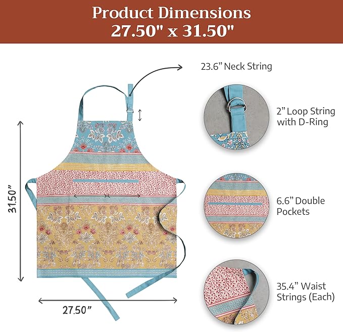 Maison d' Hermine 100% Cotton Apron for women with Pocket Kitchen Chef Apron for Men Cooking Easter Decorations