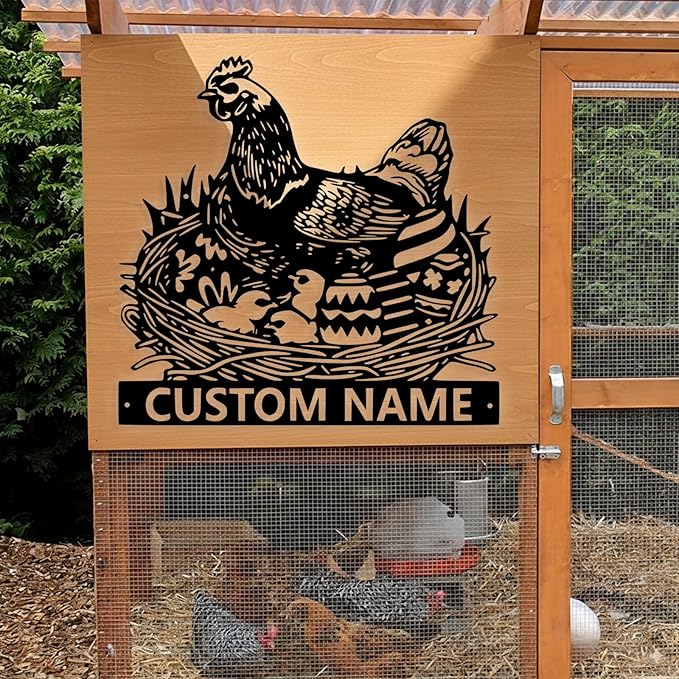 Custom Chicken Coop Metal Sign, Personalized Chicken Coop Sign for Outside, Custom Metal Hen House Farm Signs, Chickens Hen House Farmhouse Wall Art Decor