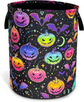 Pumpkin Bat Gothic Laundry Basket Oxford Cloth Funny Laundry Hamper With Handle Foldable Portable Clothes Storage Basket 18.9 X 16.5 In Storage Bag For Laundry Room/Bathroom/Bedroom/Dormitories