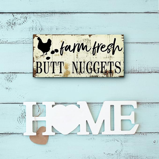 Farm Fresh Chicken Wall Decor Chicken Coop Sign Accessories Rustic Hen House Deco Farmhouse Wooden Door Decoration for Home Kitchen Decoration(Vintage Color)