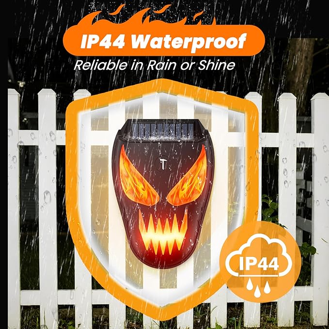 Solar Nocturnal Animal Repellent Outdoor, Waterproof Coyote Deterrent Devices with Predator Lights, Deer Repellent Devices - Repel Skunk Raccoon Opossum Fox Owl Hawk for Yard Garden Farm Chicken Coop