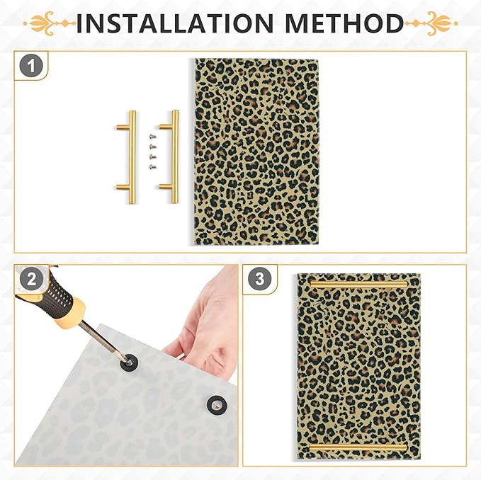 Bathroom Vanity Tray Counter Organizer, Leopard Decor Decorative Tray with Handles Countertop Storage for Bathroom Bedroom Kitchen Home Farmhouse