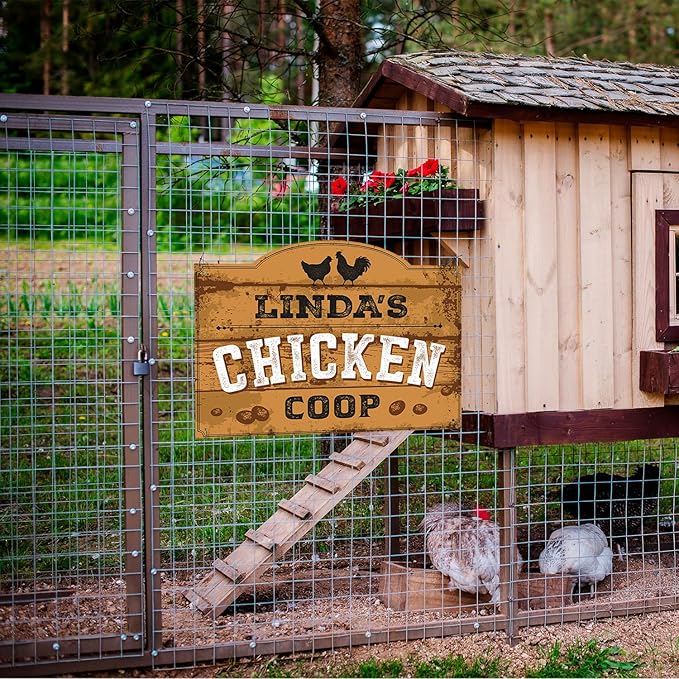 Personalized Chicken Coop Sign, Custom Name Farmhouse Backyard Décor For Sign, 18x24 Inches, Rust Free .063 Aluminum, Fade Resistant, Made in USA by Sigo Signs