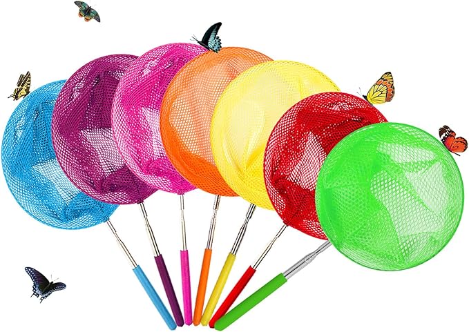 TSYAN Telescopic Butterfly Net, Perfect for Catching Bugs Insect Small Fish,Outdoor Tools Colorful Extendable up to 34" for Kids