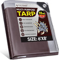 TICONN Heavy Duty Tarp Cover, Extra Thick Tarps Waterproof Tear and Rip Proof UV Resistant Tarpaulin with Reinforced Grommets and Edges (10 Mil, 6'x8')