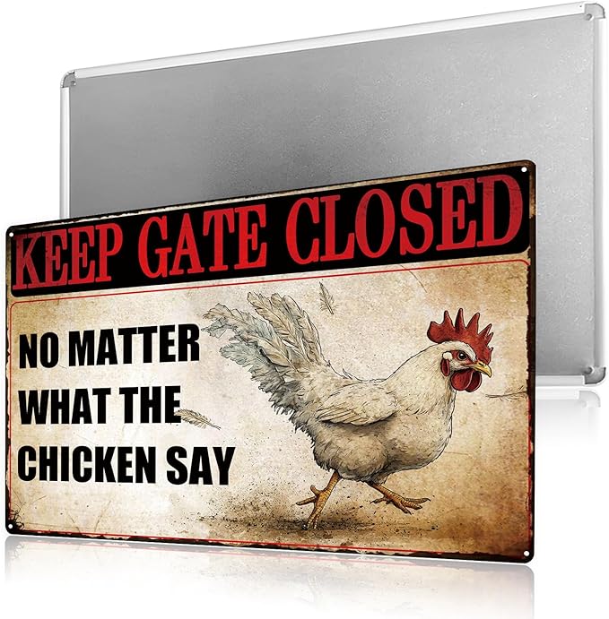 Outdoor Chicken Coop Decor Rustic Farmhouse Wall Decor Chicken Themed Gifts Funny Farm Animals Decorations Retro Metal Sign 8×12 Tin Sign