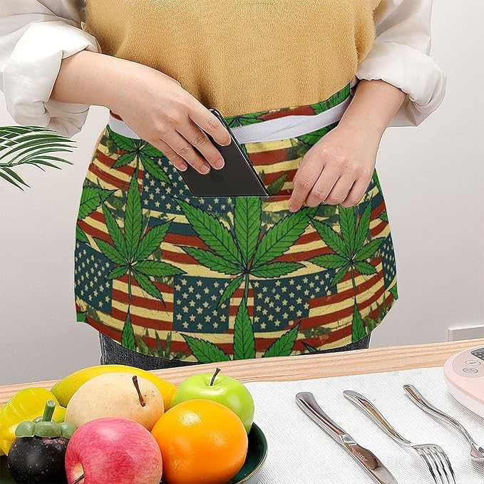 Short 3 Pockets Waist Waiter Waitress Half Apron Waterproof Chef Aprons