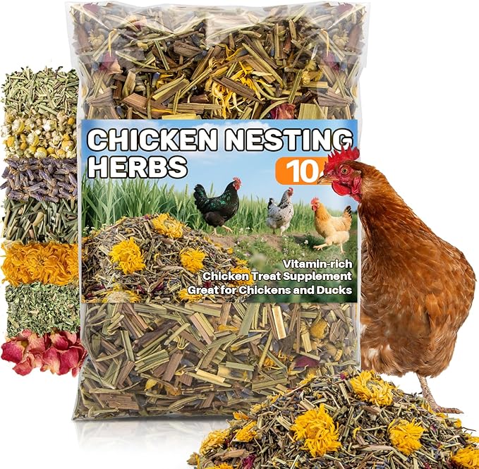 Chicken Nesting Herbs - 10oz Natural Dried Herb Blend for Coop Comfort,Egg Laying Hens,and Cozy Roosting,Nesting Box Pads and Winter Insulation,Bedding Supplies for Chicks