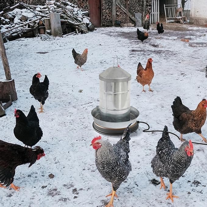 Chicken Water Heater Winter, 12.6" Heated Base for Metal Plastic Poultry Founts Waterer Thermostatically Controlled Heated Waterer for Chickens 80W, Chicken Coop Accessories (1)