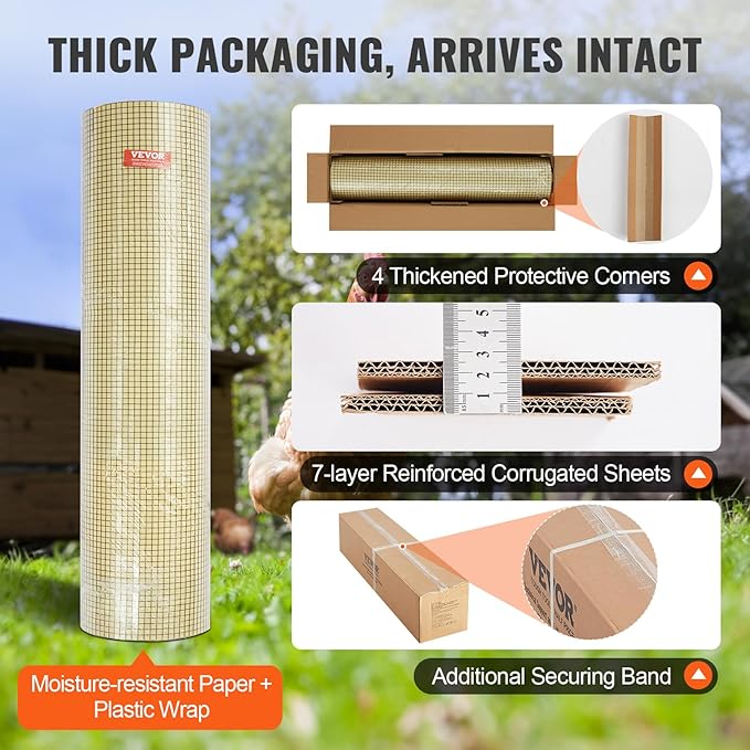VEVOR Hardware Cloth, 48'' x 100' 1/2inch Galvanized Wire Mesh Roll, 19 Gauge Chicken Wire Fencing Roll, Vinyl Coating Metal Wire Mesh for Chicken Coop Barrier, Rabbit Snake Fences, Poultry Enclosures