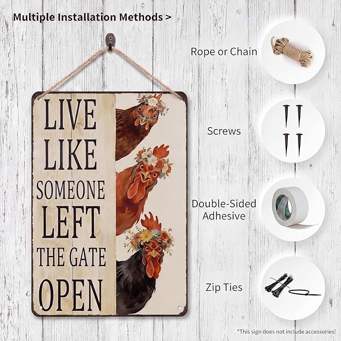 Chicken Coop Sign, Funny Chicken Coop Metal Signs, Outdoor Chicken Decor, Personalized Tin Sign, Chicken Gifts, Chicken House Decor 8 x12 Inches