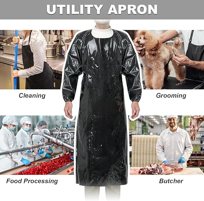 ELEBOX Waterproof Apron with Long Sleeves, Safety Apron Work Uniform for Men & Women, Chemical Resistance Anti-Tear Apron