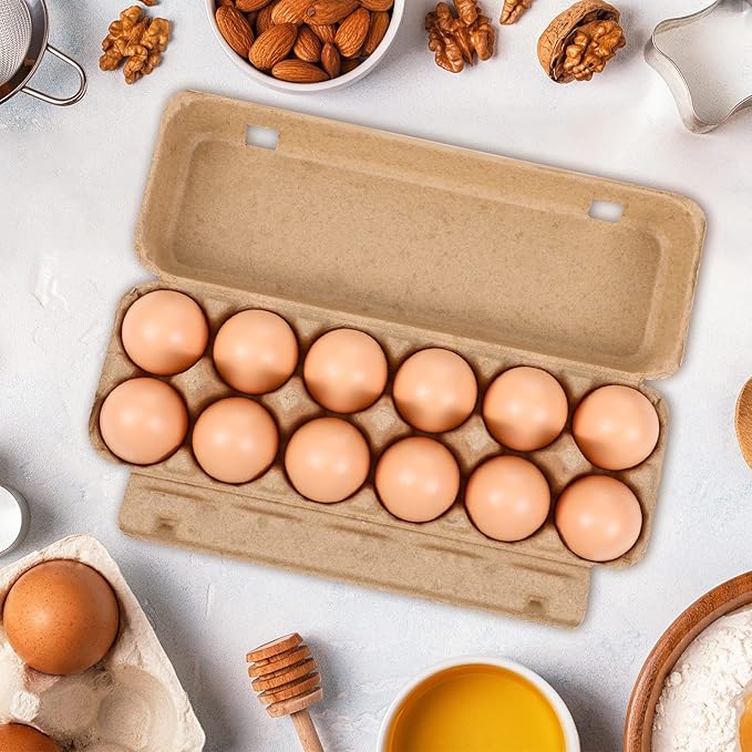 400 Pcs Cardboard Egg Cartons Blank Paper Pulp Egg Cartons One Dozen Egg Cartons Container Empty Egg Tray Pulp Fiber Egg Holder for Kitchen Farm Market Family Storing Eggs, 2 x 6 Style