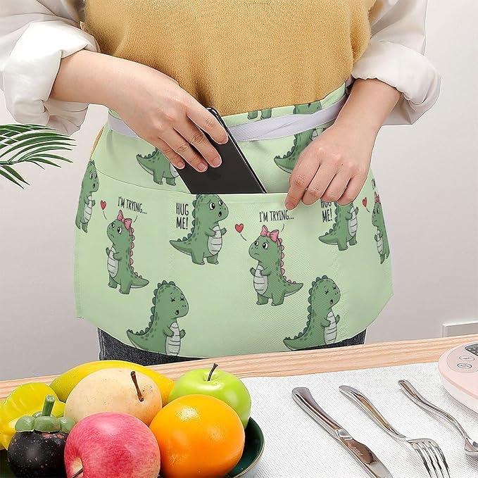 Half Apron with 3 Pockets Chef Cooking Kitchen Restaurant Aprons for Women Men
