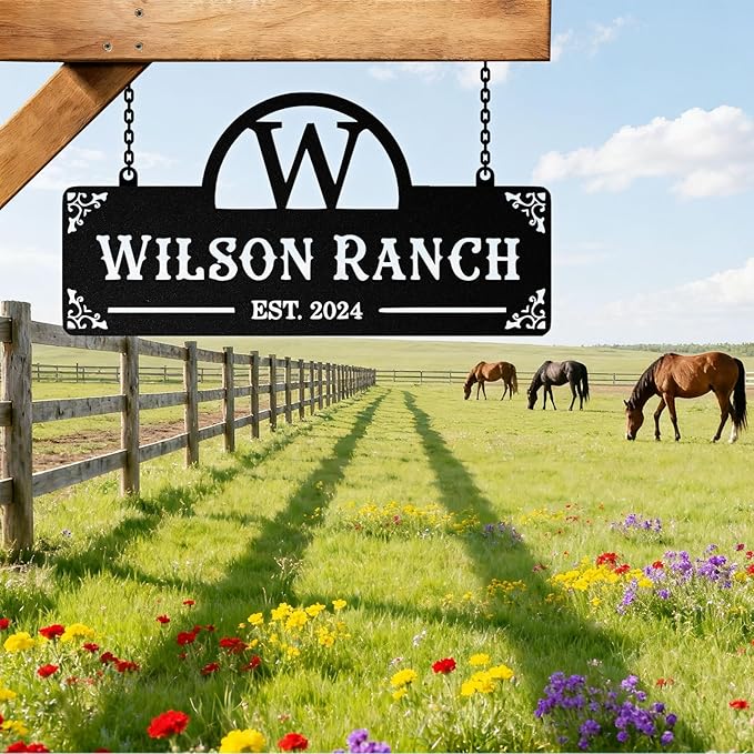 Personalized Metal Farm Signs, Custom Farm Metal Signs Outdoor, Custom Ranch Sign, Customized Family Name Sign for Farms, Ranch, Farmhouse - Housewarming Rancher Gifts