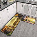 Roszwtit Wine Kitchen Rugs and Mats Set of 2, Farmhouse Red Wine Non-Slip Backing Kitchen Rug, Kitchen Sets Low-Profile Washable Floor Mat for Home Kitchen Decor - 17x29 and 17x47 Inch