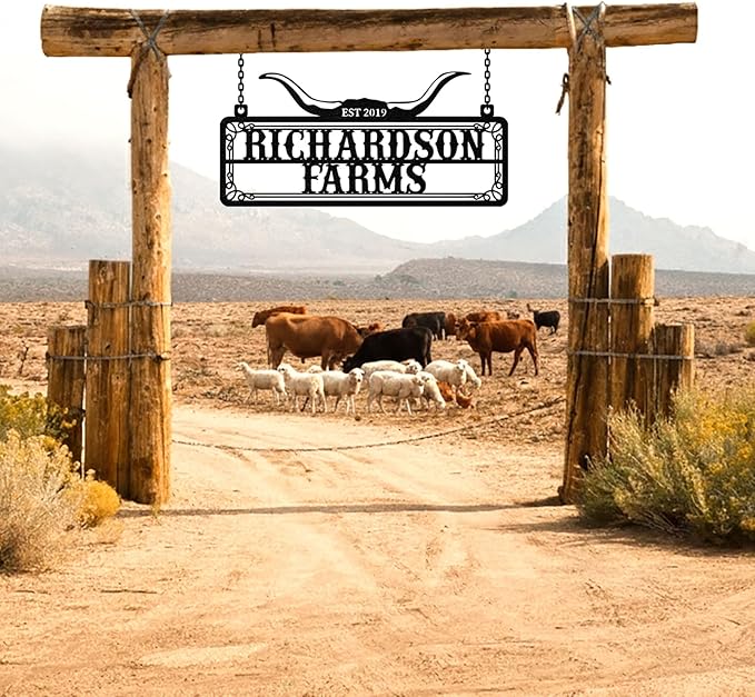 Personalized Farm Sign, Custom Farm Metal Signs Outdoor, Custom Ranch Sign, Customized Family Name Metal Signs for Farms, Ranch, Barn, Farmhouse, Housewarming Gifts