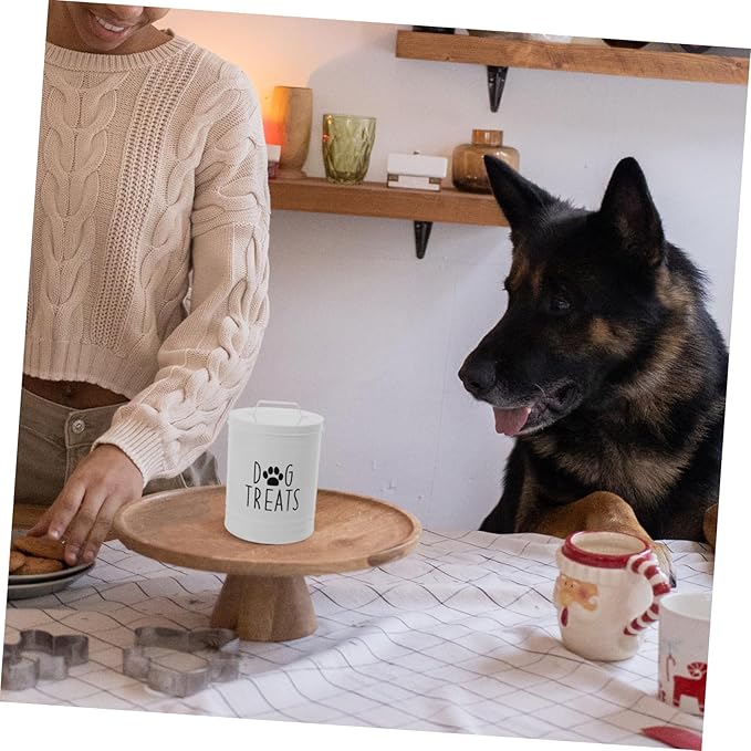 ABOOFAN 1piece Metal Dog Food Storage Container Airtight Lid Compact Design for Dog Treats and Supplies Safe Convenient Home Organizer