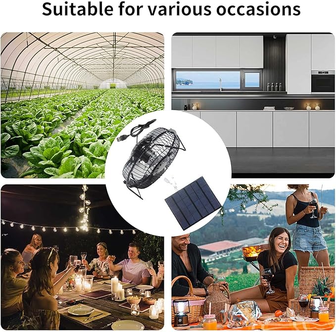 5w Solar Powered Exhaust Fan for Shed Fan Waterproof Solar Powered Fan Kit for Chicken Coop, Pet Houses, and Windows, Solar Fan for Greenhouse USB Solar Roof Fan Cool Stuff