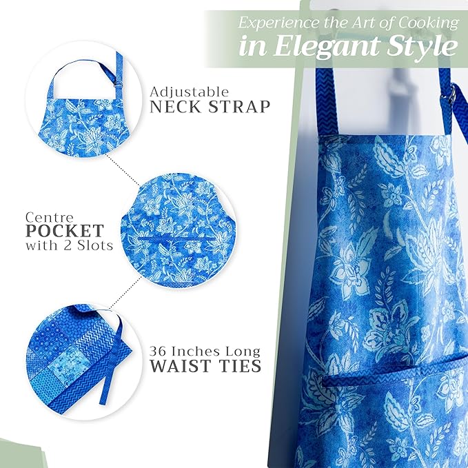 Maison d' Hermine 100% Cotton Apron for women with Pocket Kitchen Chef Apron for Men Cooking Easter Decorations
