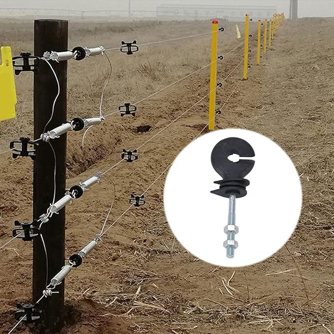 50 Pcs M6 Electric Fence Insulators, Electric Fence Insulator Electronic Fence Insulation Nails Screw in Nail Fence Post Insulator Electronic Fence Accessories