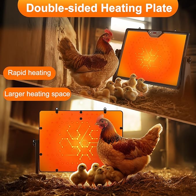 Smart Chicken Coop Heater, 180W Double-Sided Brooding Heating Panel with Thermostat Remote Control Timing & Adjustable Temp, Hanging and Standing Angle Adjustable, for Chicken Home Pet (H88A-Z1)