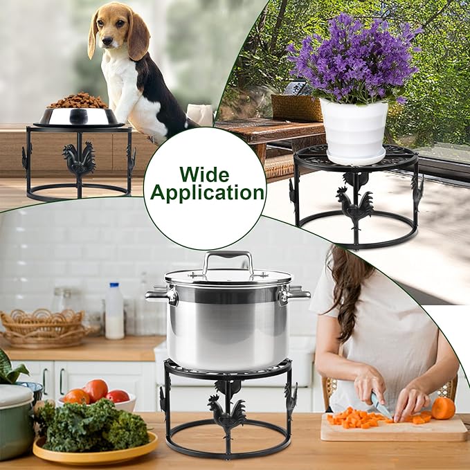 Metal Stand for Chicken Feeder Waterer, Heavy Duty Poultry Water Feeder Stand Holder with Basin, Rustproof Iron Chicks Feeding Buckets Support Shelves for Cat Dog Bowl Indoor Outdoor
