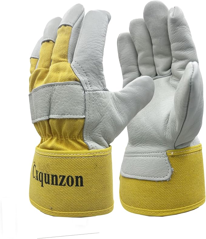 Leather Work Gloves, Reinforced Durable Gardening Gloves,Cowhide Work Gloves,Puncture & Cut Resistant