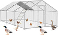 Large Metal Chicken Coop with Waterproof and UV-Resistant Cover,Chicken Run Outdoor Walk-in Cage Rabbit Duck Hen House for Yard Farm Use Spire Roof(10' L x 14.8' W x 6.4' H)